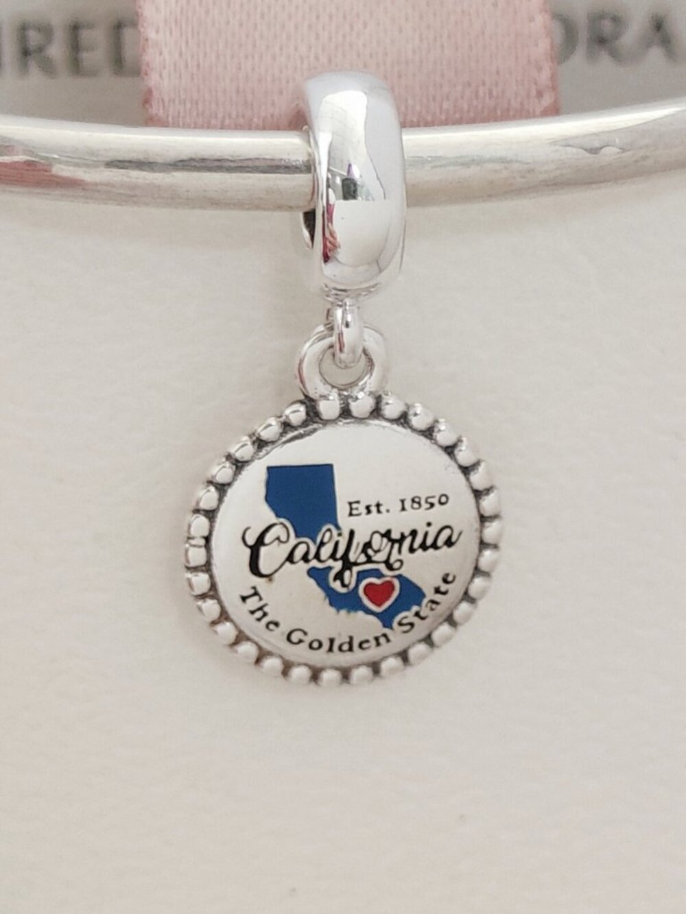 Pandora California State Map Exclusive Dangle Charm Sterling Silver with box
